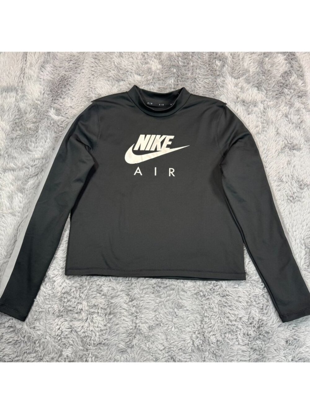 Nike Air Dri-Fit Sweatshirt Women's M Black Polyester Fleece Cropped Stretch